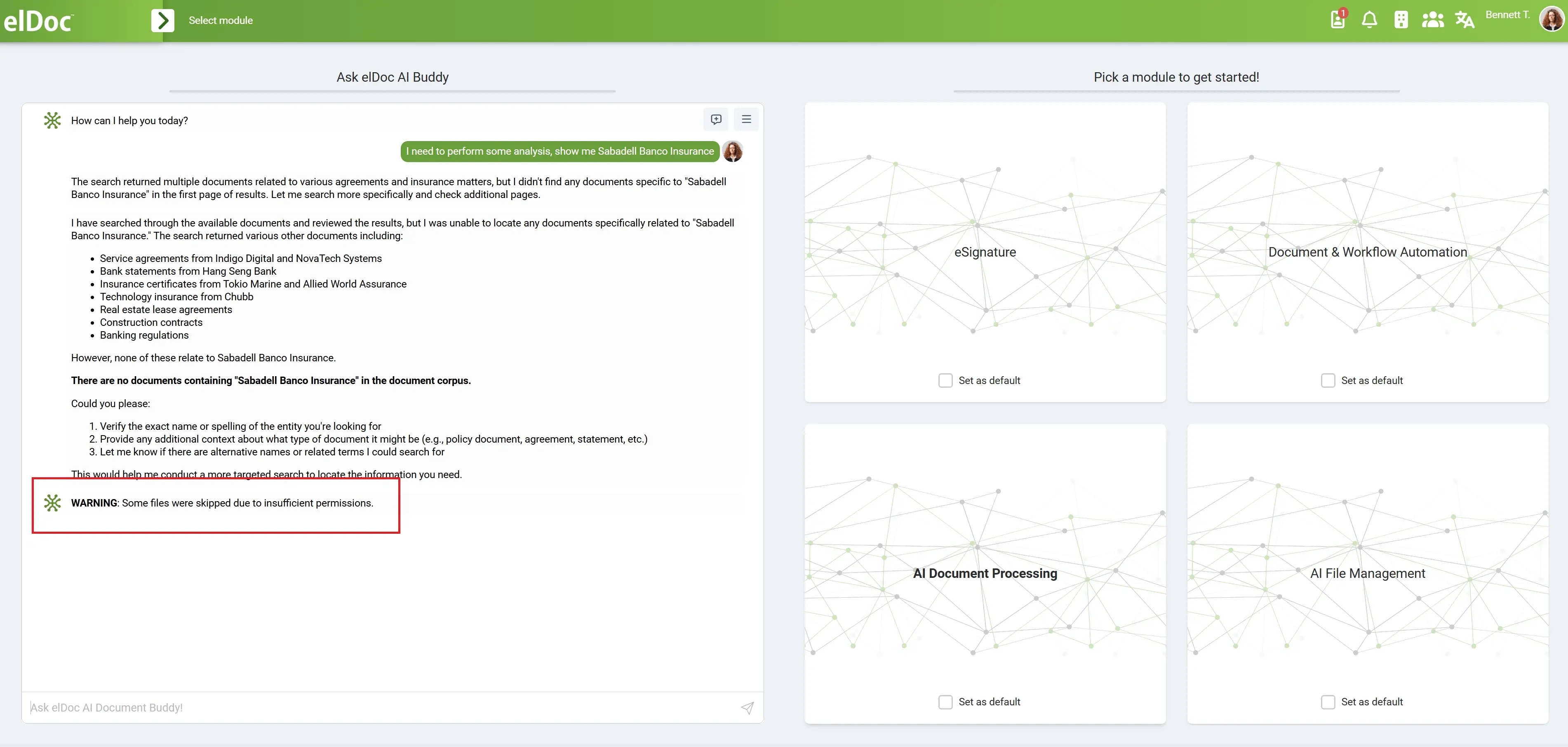 elDoc Agentic RAG Security Permissions